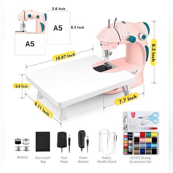 Magicfly Pink Mini Sewing Machine - Picture 3 of 9